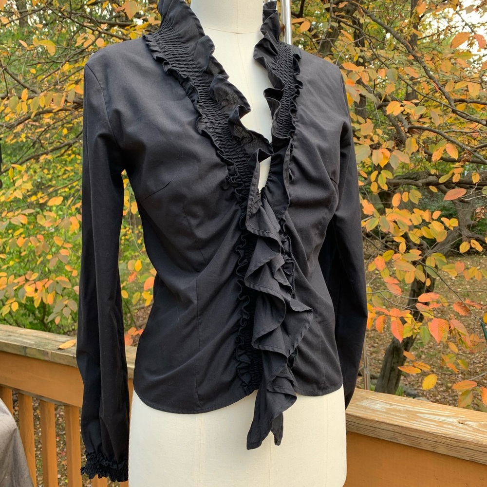 Zara Basic Black Ruffled Top